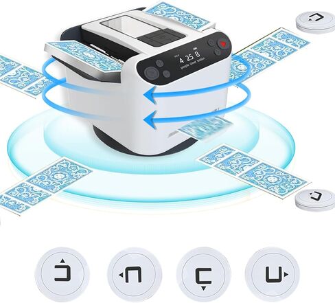 KFURNIKN Automatic Card Dealer and Shuffler, Automatic Card Shuffler 2 Deck, 360°Rotating Auto Card Dealer, Playing Card Machine for Uno, Hold'em, Blackjack As Gifts in Kuwait