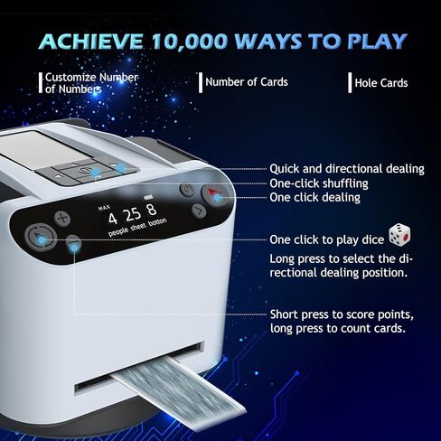KFURNIKN Automatic Card Dealer and Shuffler, Automatic Card Shuffler 2 Deck, 360°Rotating Auto Card Dealer, Playing Card Machine for Uno, Hold'em, Blackjack As Gifts in Kuwait