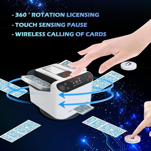KFURNIKN Automatic Card Dealer and Shuffler, Automatic Card Shuffler 2 Deck, 360°Rotating Auto Card Dealer, Playing Card Machine for Uno, Hold'em, Blackjack As Gifts in Kuwait