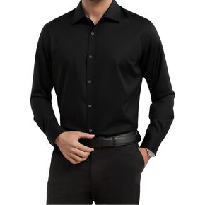 Mens Stretch Dress Shirts Long Sleeve Slim for Muscle Fit Button Down Wrinkle Free Business Casual Wedding Shirts in Saudi Arabia