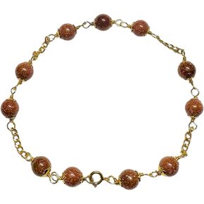 10 Karat Yellow Gold 6mm Venturina (Brown Goldstone) Curb Link Bracelet in Kuwait