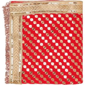 Decorative Mat Aasan Chunari Backdrop Pooja Cloth (Size:36 Inche x 36 Inche)(Red) Chunni Indian Traditional Ganpati Ganesha Festival Decoration MATA Ki Chunri for Statue Chowki Aasan Mat Home in Kuwait