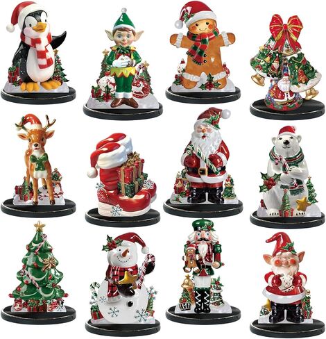 Yousoontic 12 Pcs Wooden Christmas Table Decorations Winter Santa Snowman Elk Gnome Snowflake Xmas Tree Wooden Signs Farmhouse Tabletop Centerpieces Home Decor for Winter Holiday Party Dinner (Rustic) in Saudi Arabia