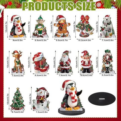 Yousoontic 12 Pcs Wooden Christmas Table Decorations Winter Santa Snowman Elk Gnome Snowflake Xmas Tree Wooden Signs Farmhouse Tabletop Centerpieces Home Decor for Winter Holiday Party Dinner (Rustic) in Saudi Arabia