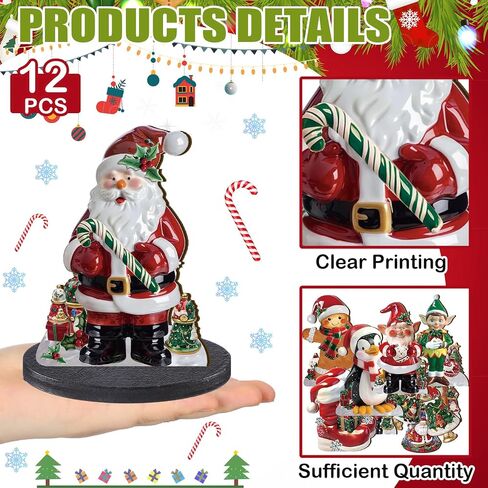 Yousoontic 12 Pcs Wooden Christmas Table Decorations Winter Santa Snowman Elk Gnome Snowflake Xmas Tree Wooden Signs Farmhouse Tabletop Centerpieces Home Decor for Winter Holiday Party Dinner (Rustic) in Saudi Arabia