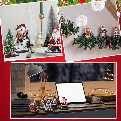 Yousoontic 12 Pcs Wooden Christmas Table Decorations Winter Santa Snowman Elk Gnome Snowflake Xmas Tree Wooden Signs Farmhouse Tabletop Centerpieces Home Decor for Winter Holiday Party Dinner (Rustic) in Saudi Arabia