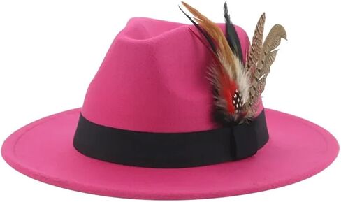 Top Hat Fedoras Hats Men Felt Hat Feather Casual Wedding Decorate Men in Saudi Arabia