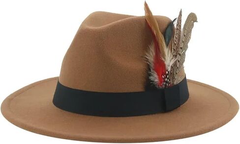 Top Hat Fedoras Hats Men Felt Hat Feather Casual Wedding Decorate Men in Saudi Arabia