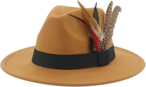 Top Hat Fedoras Hats Men Felt Hat Feather Casual Wedding Decorate Men in Saudi Arabia