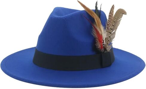 Top Hat Fedoras Hats Men Felt Hat Feather Casual Wedding Decorate Men in Saudi Arabia