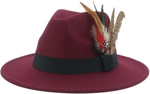 Top Hat Fedoras Hats Men Felt Hat Feather Casual Wedding Decorate Men in Saudi Arabia