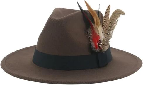 Top Hat Fedoras Hats Men Felt Hat Feather Casual Wedding Decorate Men in Saudi Arabia