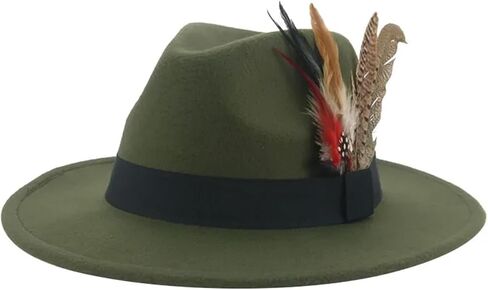 Top Hat Fedoras Hats Men Felt Hat Feather Casual Wedding Decorate Men in Saudi Arabia