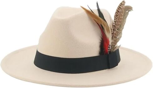 Top Hat Fedoras Hats Men Felt Hat Feather Casual Wedding Decorate Men in Saudi Arabia