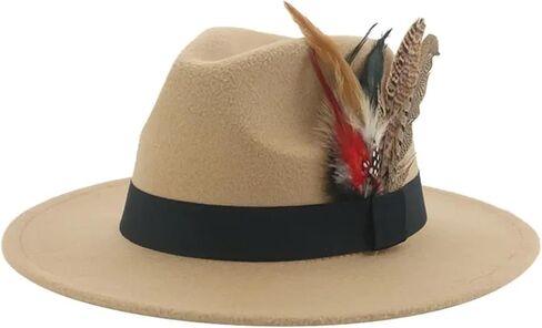 Top Hat Fedoras Hats Men Felt Hat Feather Casual Wedding Decorate Men in Saudi Arabia