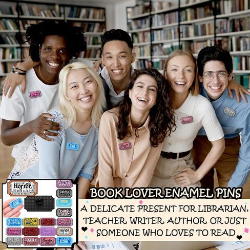 16 Pcs Book Enamel Pins Set Cute Bookish Lapel Pins Bookworm Bookish Gifts Metal Brooch Decorative for Book Lovers Clubs Readers Collectors Librarians Backpacks Clothing Jackets Hats in Saudi Arabia