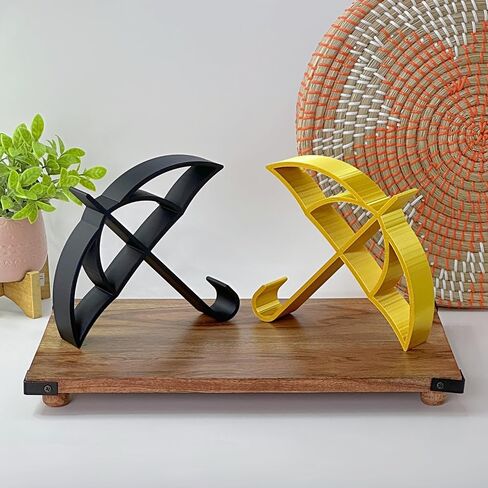 Black & Gold Umbrella Decor – Modern 3D Printed Sculpture for Home or Desk, Minimalist Artistic Accent, Dual Design Set of Two in Saudi Arabia