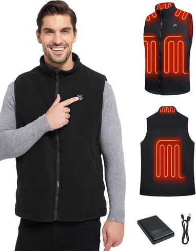 Loowoko Men's Fleece Heated Vest with Battery Pack Included, Rechargeable Electric Heating Jacket Lightweight Warming Vests in Saudi Arabia