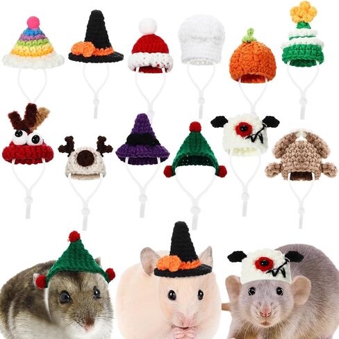 12 Pcs Hamster Hat Mini Hats for Snakes Small Animals Guinea Pig Hat Hamster Clothes Cute Tiny Rat Hat for Snakes Pets Lizards Hamsters Bearded Dragons Holiday Party Costume Accessories (Cute) in Saudi Arabia