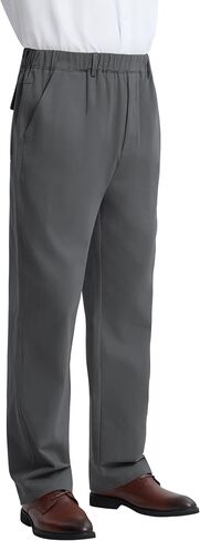 LETAOTAO Mens Elastic Waist Pants - Relaxed Fit Stretch Waistband Pull On Cotton Twill Casual Pants for Seniors in Kuwait