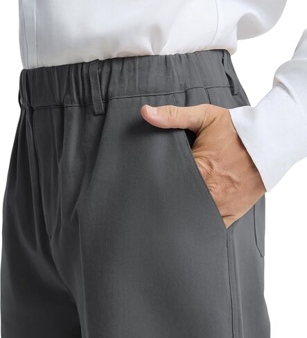 LETAOTAO Mens Elastic Waist Pants - Relaxed Fit Stretch Waistband Pull On Cotton Twill Casual Pants for Seniors in Kuwait