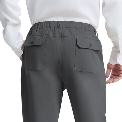 LETAOTAO Mens Elastic Waist Pants - Relaxed Fit Stretch Waistband Pull On Cotton Twill Casual Pants for Seniors in Kuwait
