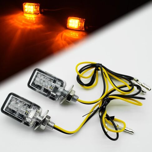 Motorcycle Universal Mini Turn Signals Lights, Running Taillight, Side Marker LED, License Plate Light, Modified Decoration Motorbike Body Trims | Amber Lights Chromed Housing (Chrome/Silver) in Saudi Arabia