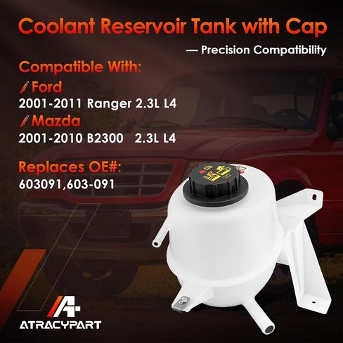 603-091 Front Engine Coolant Overflow Recovery Reservoir Radiator Expansion Tank with Cap, Compatible With 01-11 Ranger 2.3L L4, 01-10 B2300 2.3L L4, Replaces#: 1L5Z8A080AC, 2L5Z8A080AA in Saudi Arabia