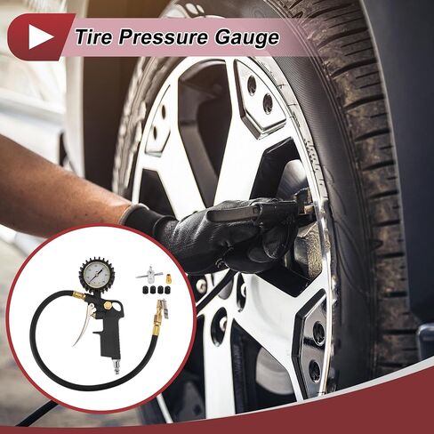 1 مجموعة عتاد مضغوط الإطارات العالمي مجموعات تروس الهواء تشاك 0-60PSI GHI07-60PSI مقياس ضغط الهواء للسيارة in Saudi Arabia