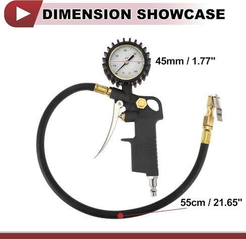 1 مجموعة عتاد مضغوط الإطارات العالمي مجموعات تروس الهواء تشاك 0-60PSI GHI07-60PSI مقياس ضغط الهواء للسيارة in Saudi Arabia