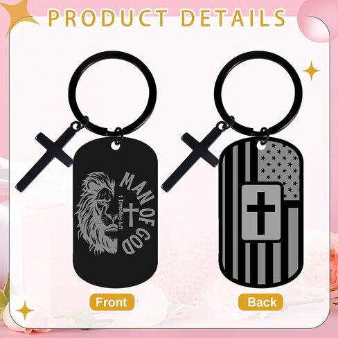 Christian Gifts for Men Bible Verse Cross Keychain Religious Christmas Baptism Gifts for Dad Son Husband in Kuwait