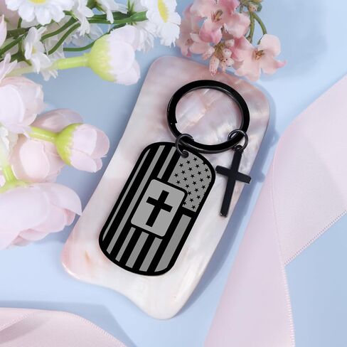 Christian Gifts for Men Bible Verse Cross Keychain Religious Christmas Baptism Gifts for Dad Son Husband in Kuwait