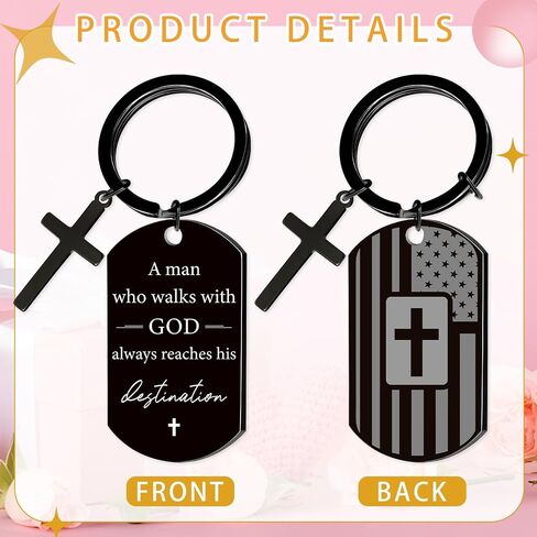 Christian Gifts for Men Bible Verse Cross Keychain Religious Christmas Baptism Gifts for Dad Son Husband in Kuwait