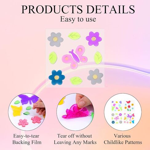 4 Sheets Gel Window Clings, Spring Summer Window Clings for Glass Windows, Floral Jelly Stickers, Window Stickers for Kids Toddlers Home School Nursery Party Supplies in Saudi Arabia