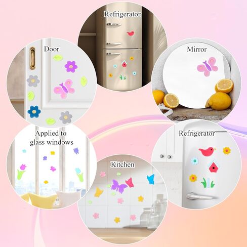 4 Sheets Gel Window Clings, Spring Summer Window Clings for Glass Windows, Floral Jelly Stickers, Window Stickers for Kids Toddlers Home School Nursery Party Supplies in Saudi Arabia