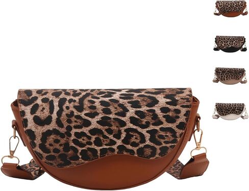 Saddle Crossbody Bags for Women Trendy Leopard Printed Crescent Bag with Belt Strap Retro Shoulder Handbag in Saudi Arabia