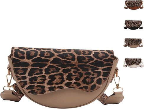 Saddle Crossbody Bags for Women Trendy Leopard Printed Crescent Bag with Belt Strap Retro Shoulder Handbag in Saudi Arabia