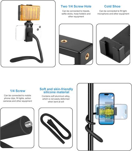 PULUZ Camera & Phone Suction Cup Mount for Gopro Camera or Phones，360°Adjustable Double Ball Head Car Suction Cup Holder with Phone Clamp and Action Camera Mount Adapter for Smooth Surfaces in Kuwait