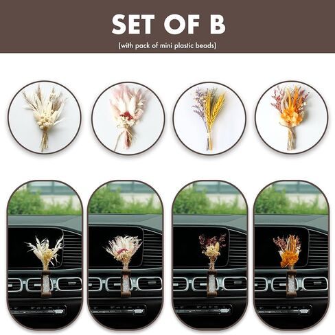 INEBIZ Car Air Vent Flower Vase Clip, Retro C Shaped Wooden Stand Plant Holder, Car Interior Decor Accessorries for Women Girls Aesthetic in Kuwait