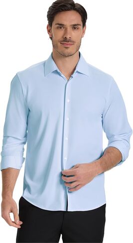 Men’s Dress Shirt Wrinkle Free Knit Button Down Shirt Long Sleeve Business Shirt in Saudi Arabia