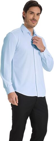 Men’s Dress Shirt Wrinkle Free Knit Button Down Shirt Long Sleeve Business Shirt in Saudi Arabia