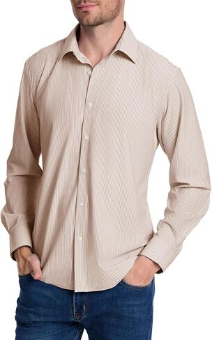 Men’s Dress Shirt Wrinkle Free Knit Button Down Shirt Long Sleeve Business Shirt in Saudi Arabia