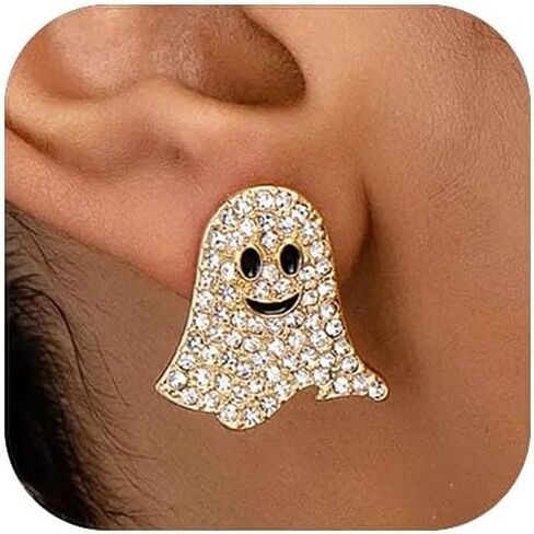 Halloween Ghost Earrings for Women Cute Halloween Stud Earrings Rhinestone Ghost earrings for Women Cosplay Party Jewelry in Saudi Arabia
