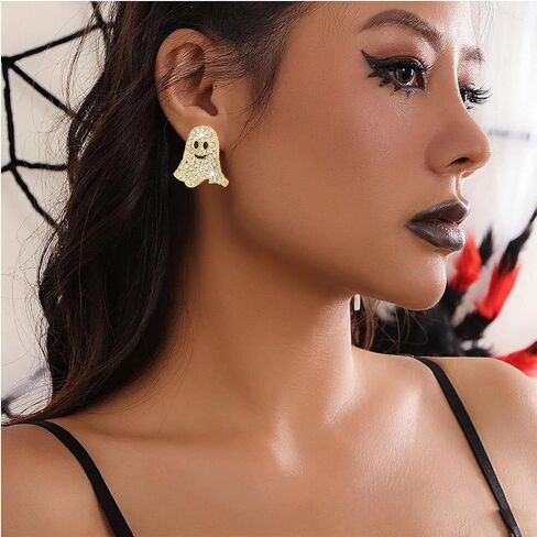 Halloween Ghost Earrings for Women Cute Halloween Stud Earrings Rhinestone Ghost earrings for Women Cosplay Party Jewelry in Saudi Arabia