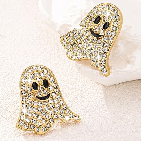 Halloween Ghost Earrings for Women Cute Halloween Stud Earrings Rhinestone Ghost earrings for Women Cosplay Party Jewelry in Saudi Arabia