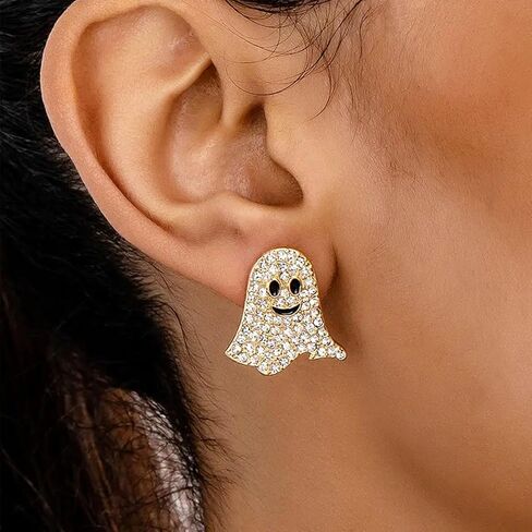 Halloween Ghost Earrings for Women Cute Halloween Stud Earrings Rhinestone Ghost earrings for Women Cosplay Party Jewelry in Saudi Arabia
