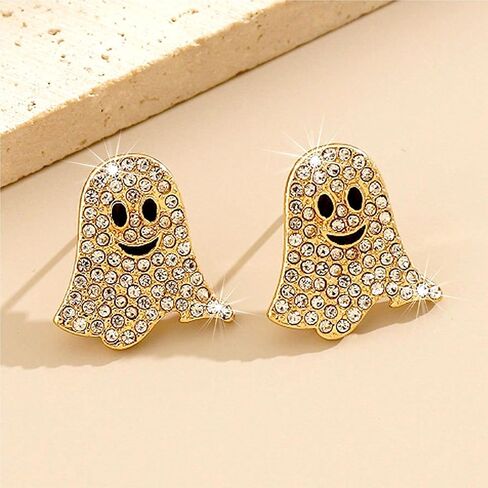 Halloween Ghost Earrings for Women Cute Halloween Stud Earrings Rhinestone Ghost earrings for Women Cosplay Party Jewelry in Saudi Arabia