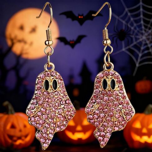 Halloween Ghost Earrings for Women Cute Halloween Stud Earrings Rhinestone Ghost earrings for Women Cosplay Party Jewelry in Saudi Arabia