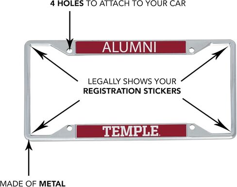 Desert Cactus Temple University Owls TU Car Accessories Metal License Plate Frame and Tag Holder for Front or Rear of Car (Alumni) in Saudi Arabia