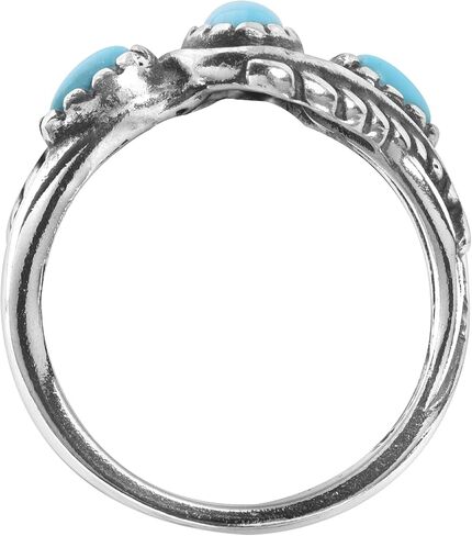 American West Jewelry Sterling Gemstone Leaf Rosette Design 3-Stone Ring Size 5 to 10 in Saudi Arabia
